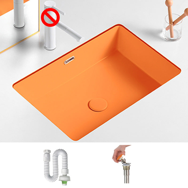 Modern Undermount Vanity Sink Rectangular Porcelain with Overflow Bathroom Sink