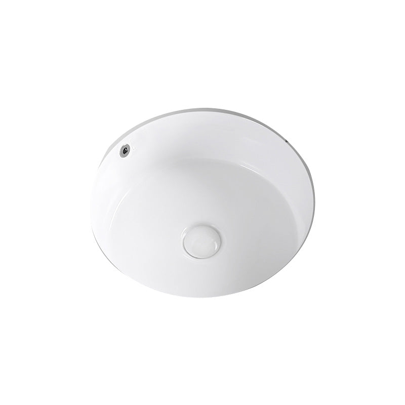 Modern Vessel Lavatory Sink Round Porcelain with Overflow Undermount Bathroom Sink