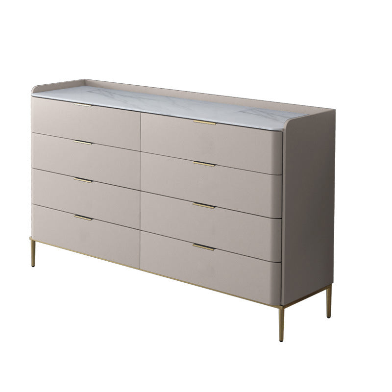 Classic Glam Double Dresser Stone Horizontal Storage Chest for Bedroom