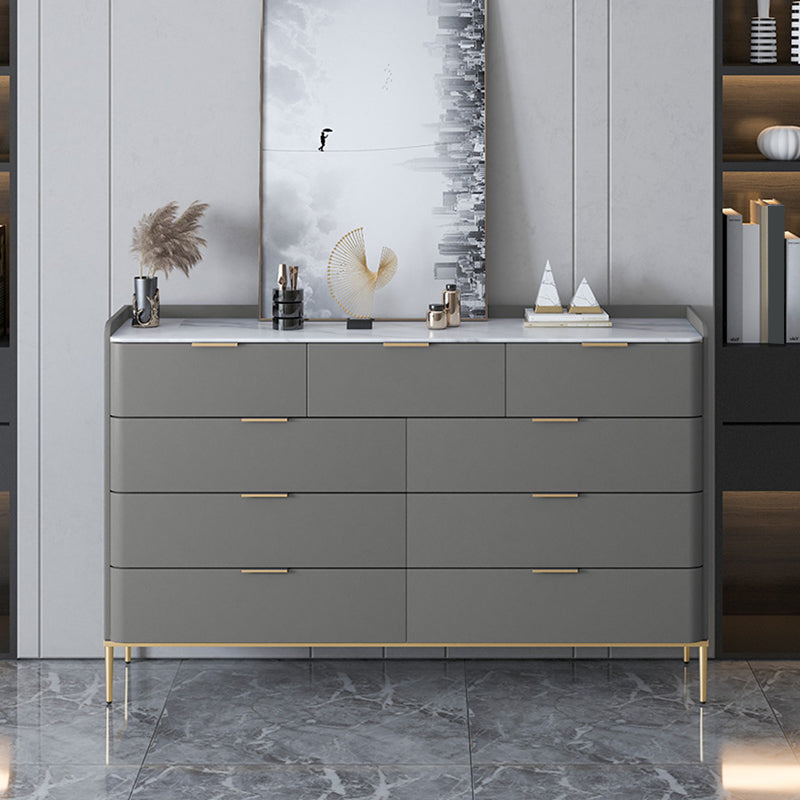 Classic Glam Double Dresser Stone Horizontal Storage Chest for Bedroom