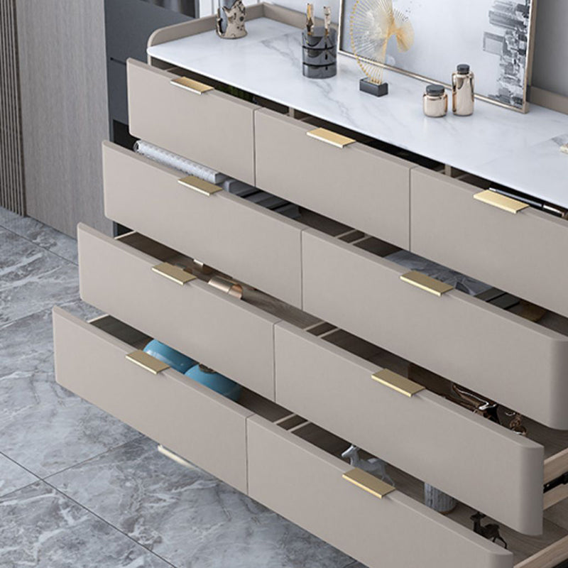 Classic Glam Double Dresser Stone Horizontal Storage Chest for Bedroom