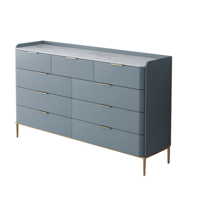 Classic Glam Double Dresser Stone Horizontal Storage Chest for Bedroom