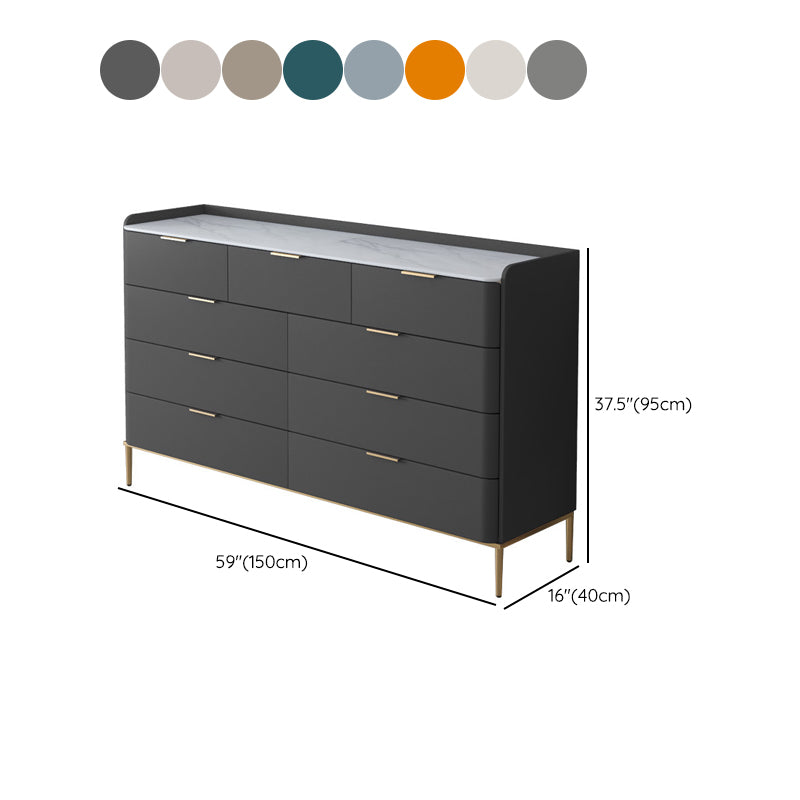 Classic Glam Double Dresser Stone Horizontal Storage Chest for Bedroom