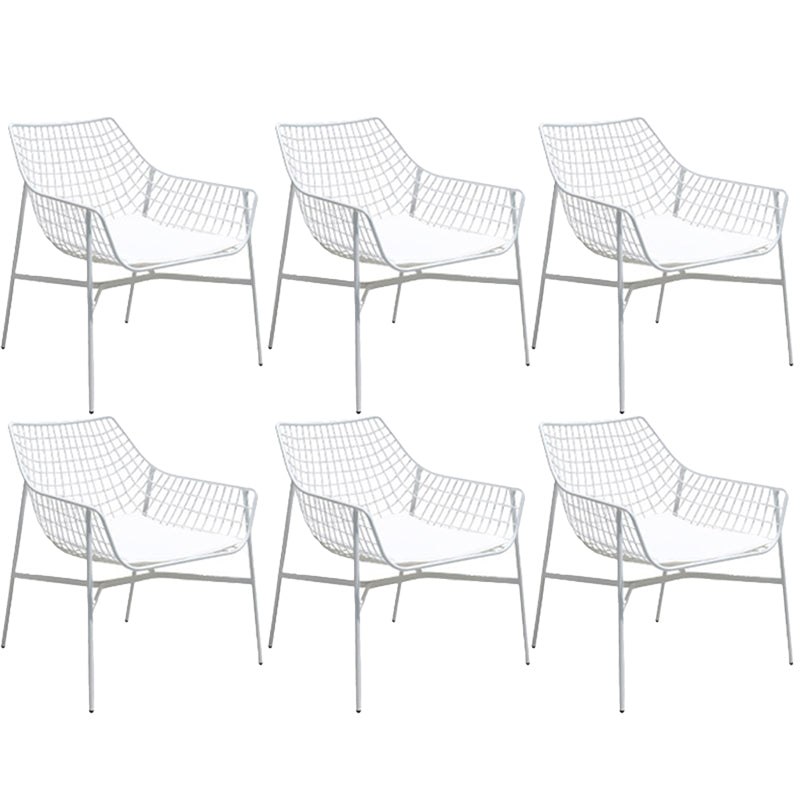 Modern Dining Side Chair Metal Removable Cushion Outdoor Bistro Chairs