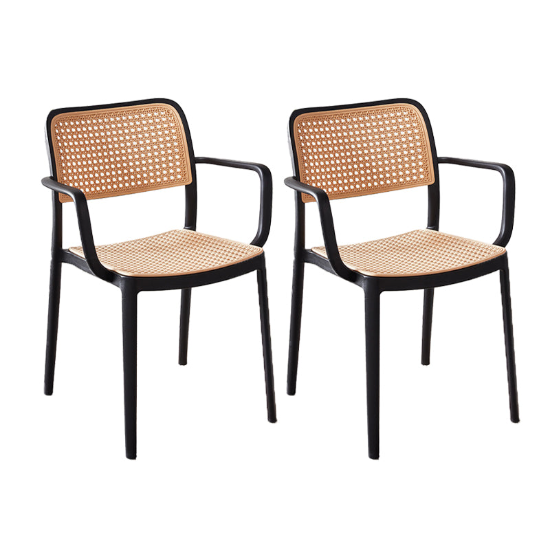 Tropical Dining Side Chair Plastic Outdoor Bistro Chairs with Arm