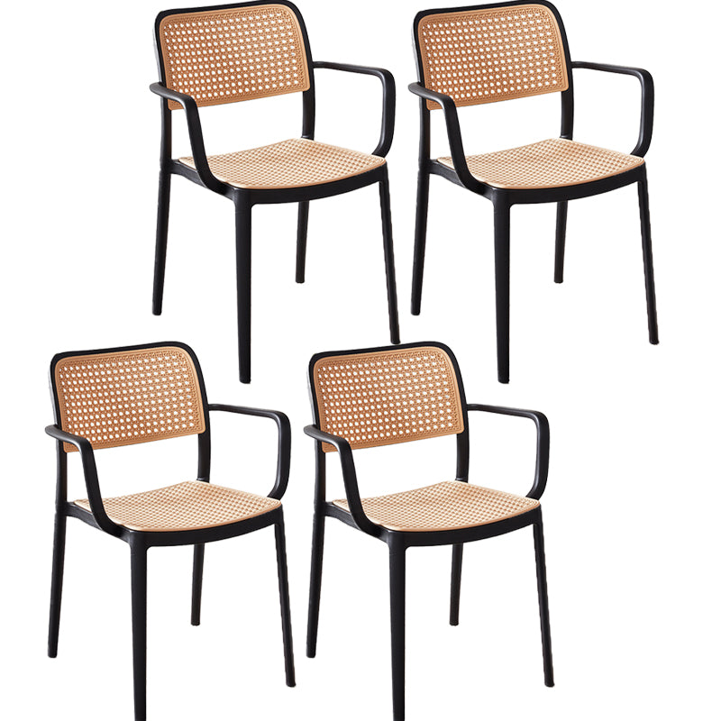 Tropical Dining Side Chair Plastic Outdoor Bistro Chairs with Arm