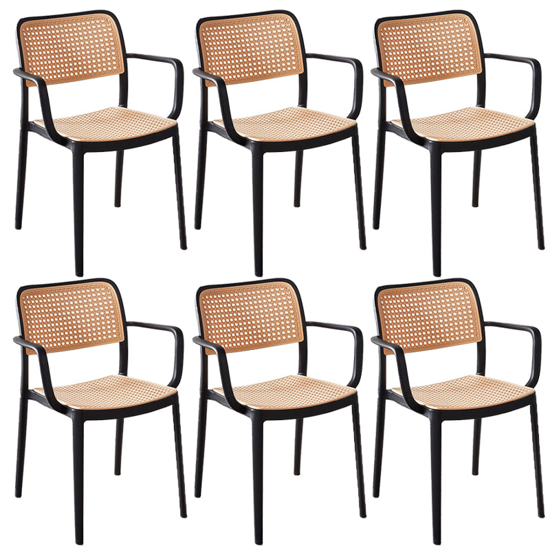 Tropical Dining Side Chair Plastic Outdoor Bistro Chairs with Arm