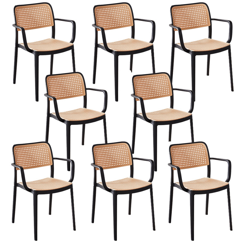 Tropical Dining Side Chair Plastic Outdoor Bistro Chairs with Arm