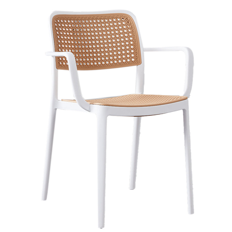 Tropical Dining Side Chair Plastic Outdoor Bistro Chairs with Arm