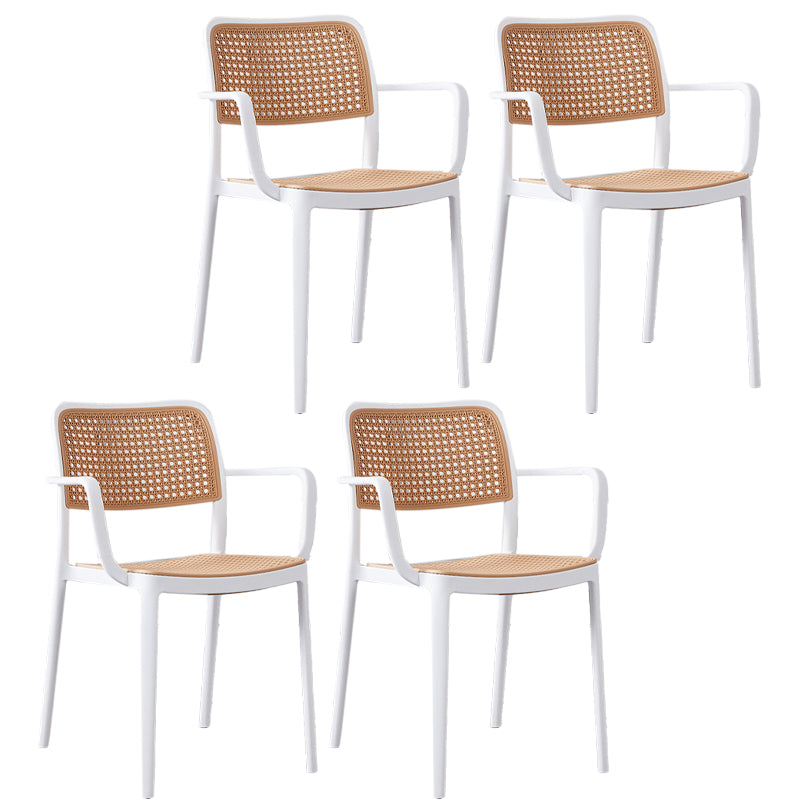 Tropical Dining Side Chair Plastic Outdoor Bistro Chairs with Arm