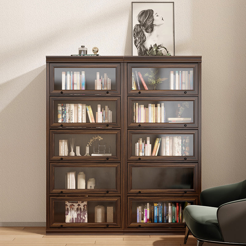 Modern Closed Back Standard Bookshelf Wooden Bookcase in Brown