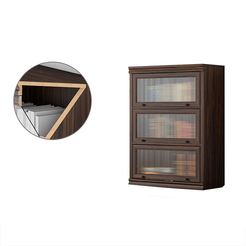 Modern Closed Back Standard Bookshelf Wooden Bookcase in Brown