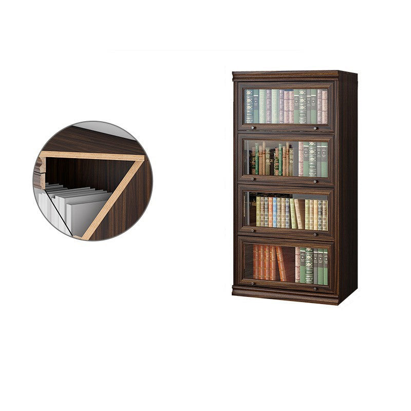 Modern Closed Back Standard Bookshelf Wooden Bookcase in Brown