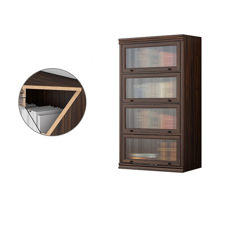 Modern Closed Back Standard Bookshelf Wooden Bookcase in Brown