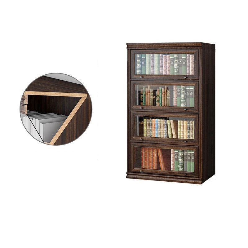Modern Closed Back Standard Bookshelf Wooden Bookcase in Brown