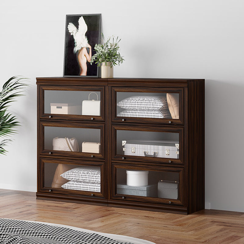 Modern Closed Back Standard Bookshelf Wooden Bookcase in Brown