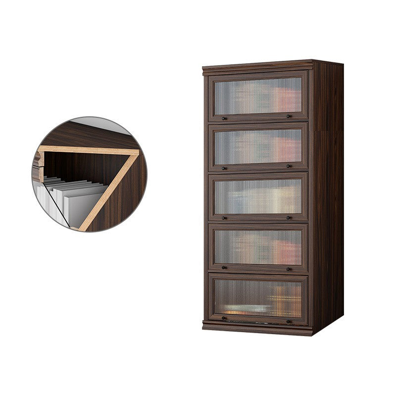 Modern Closed Back Standard Bookshelf Wooden Bookcase in Brown