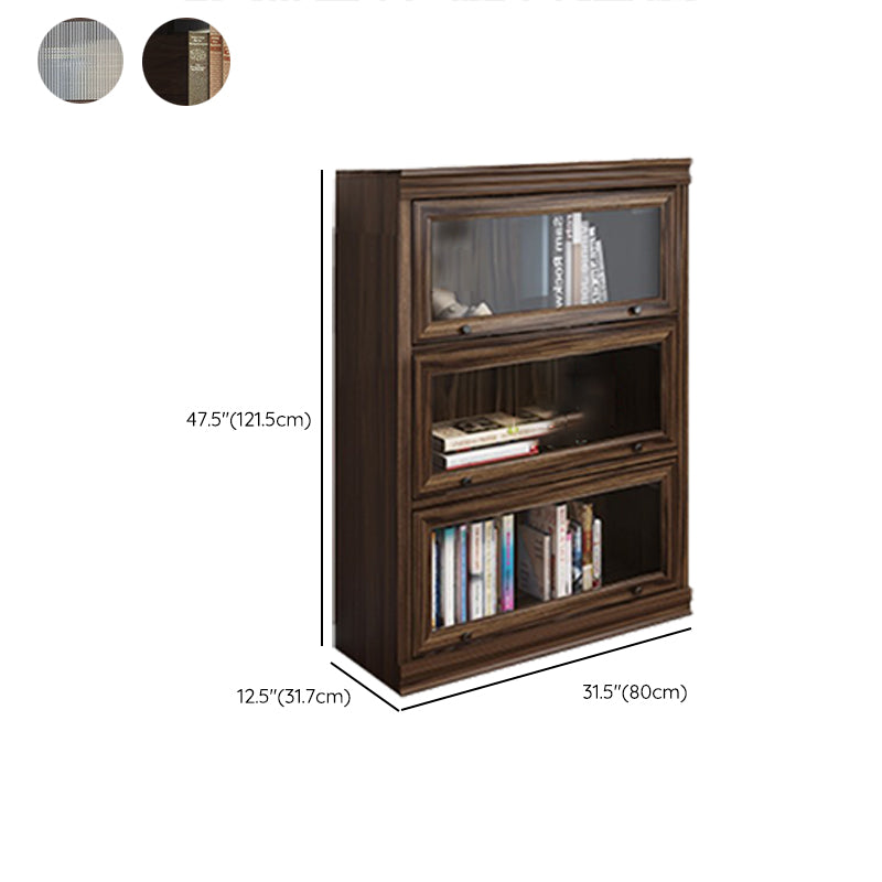 Modern Closed Back Standard Bookshelf Wooden Bookcase in Brown