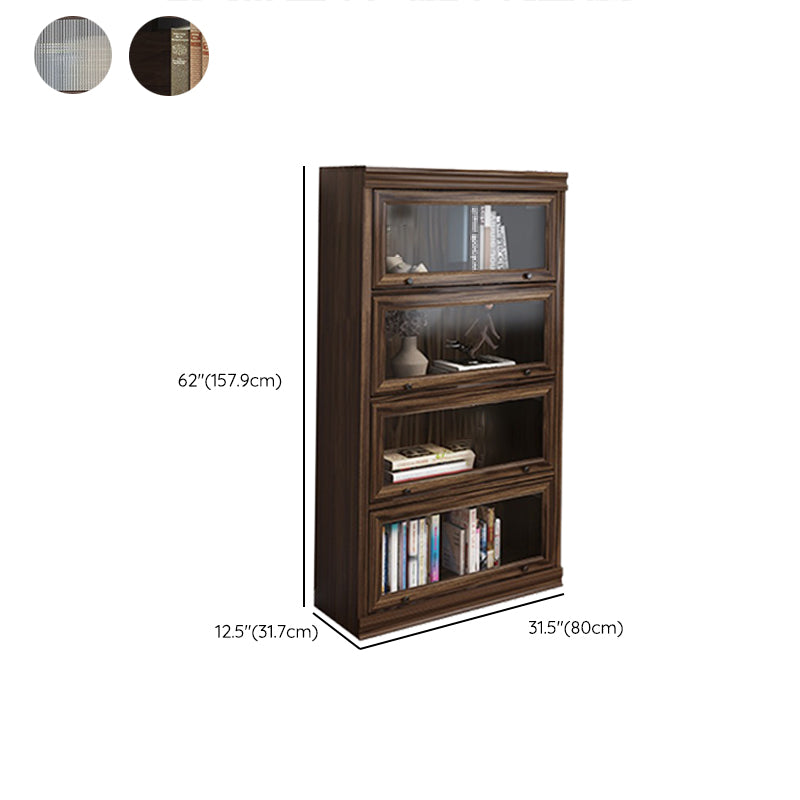 Modern Closed Back Standard Bookshelf Wooden Bookcase in Brown