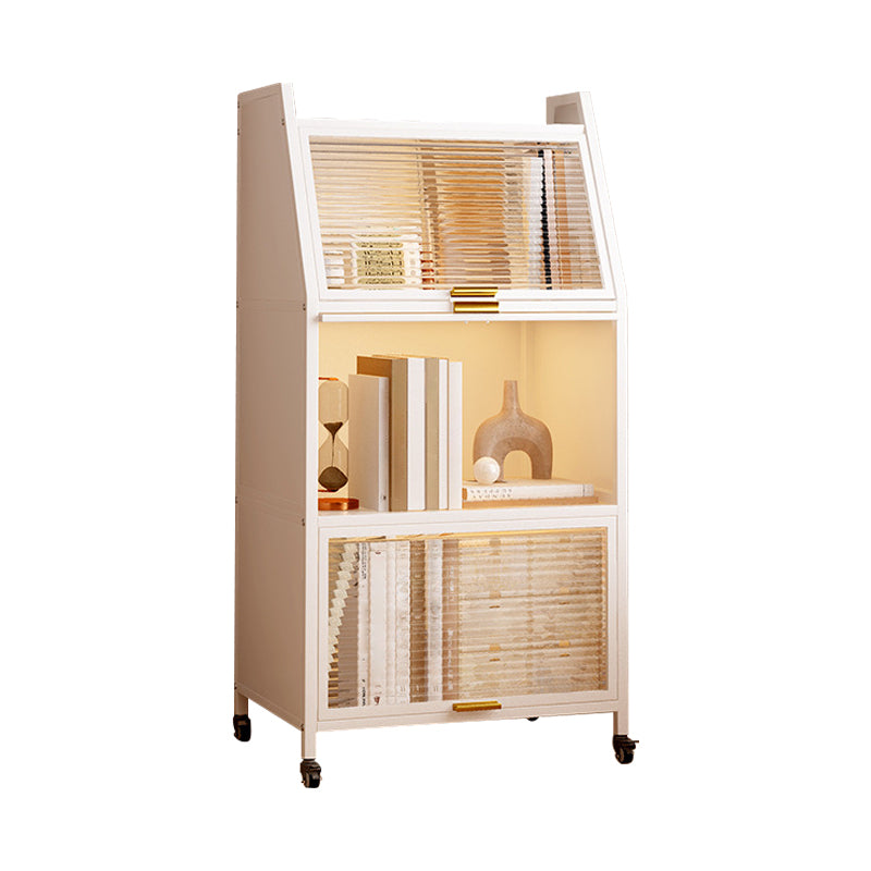Standard Bookcase Metal Glam Closed Back Bookshelf with Shelves