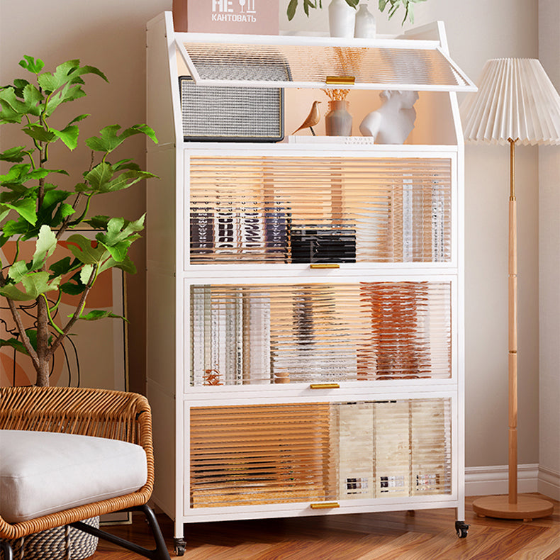 Standard Bookcase Metal Glam Closed Back Bookshelf with Shelves