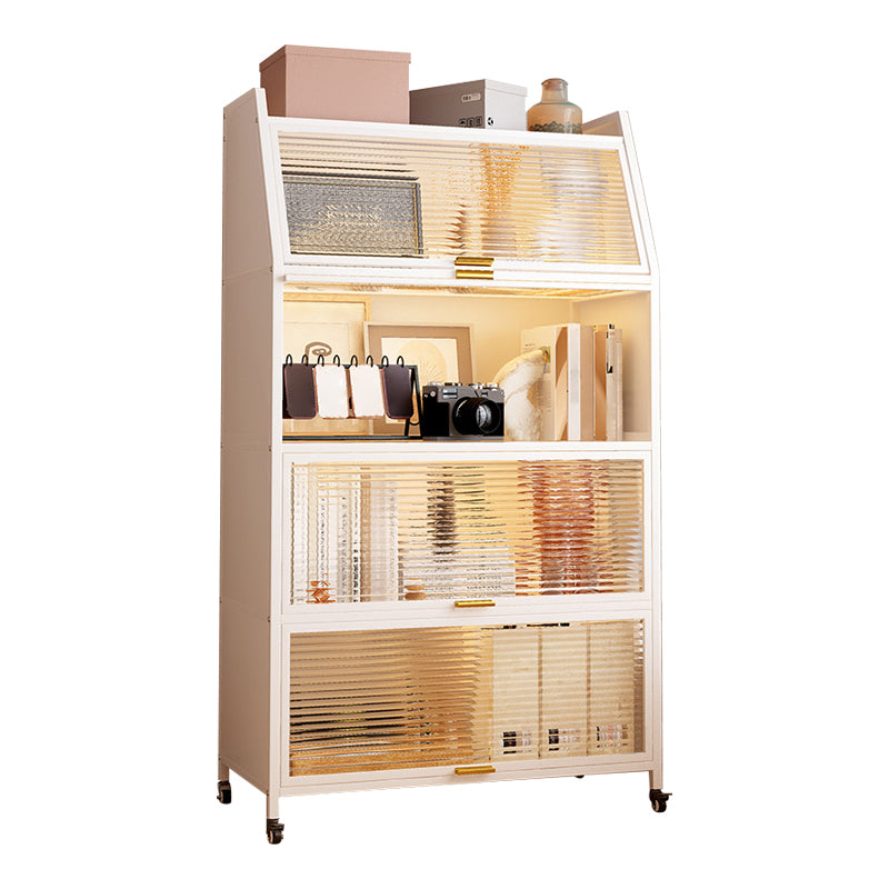Standard Bookcase Metal Glam Closed Back Bookshelf with Shelves