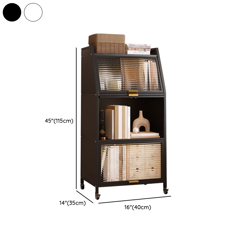 Standard Bookcase Metal Glam Closed Back Bookshelf with Shelves