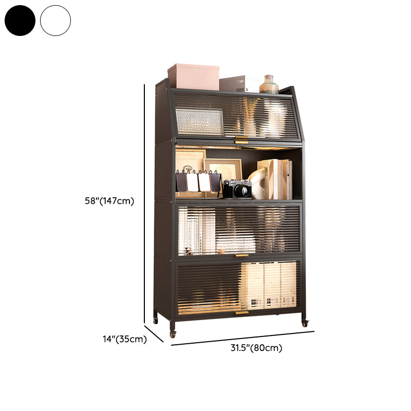 Standard Bookcase Metal Glam Closed Back Bookshelf with Shelves