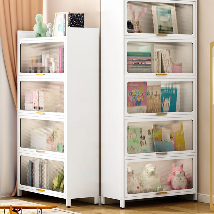 Metal Closed Back Bookcase Standard Glam Bookshelf with Cabinets