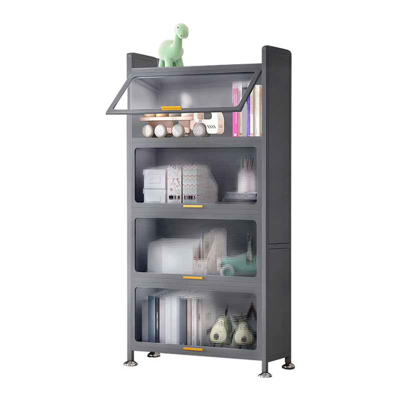 Metal Closed Back Bookcase Standard Glam Bookshelf with Cabinets
