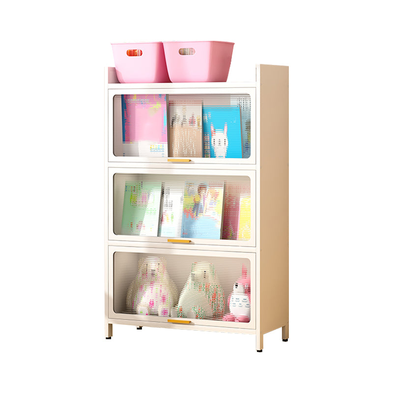 Metal Closed Back Bookcase Standard Glam Bookshelf with Cabinets