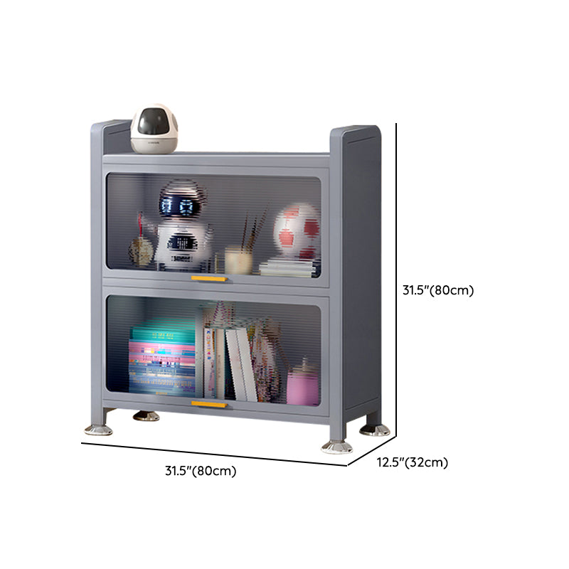 Metal Closed Back Bookcase Standard Glam Bookshelf with Cabinets