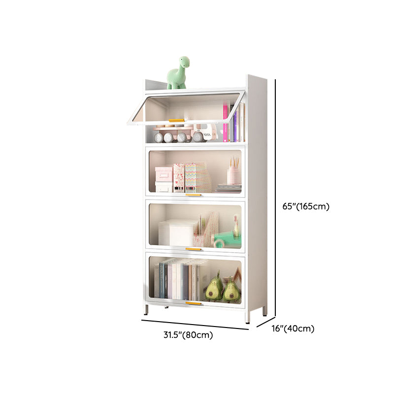 Metal Closed Back Bookcase Standard Glam Bookshelf with Cabinets