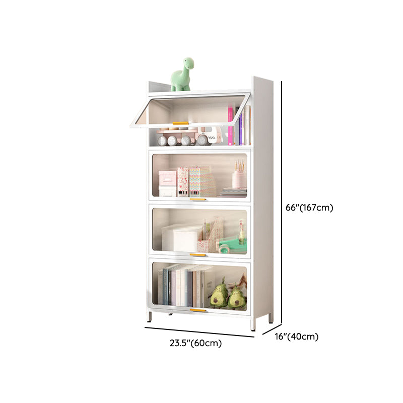 Metal Closed Back Bookcase Standard Glam Bookshelf with Cabinets