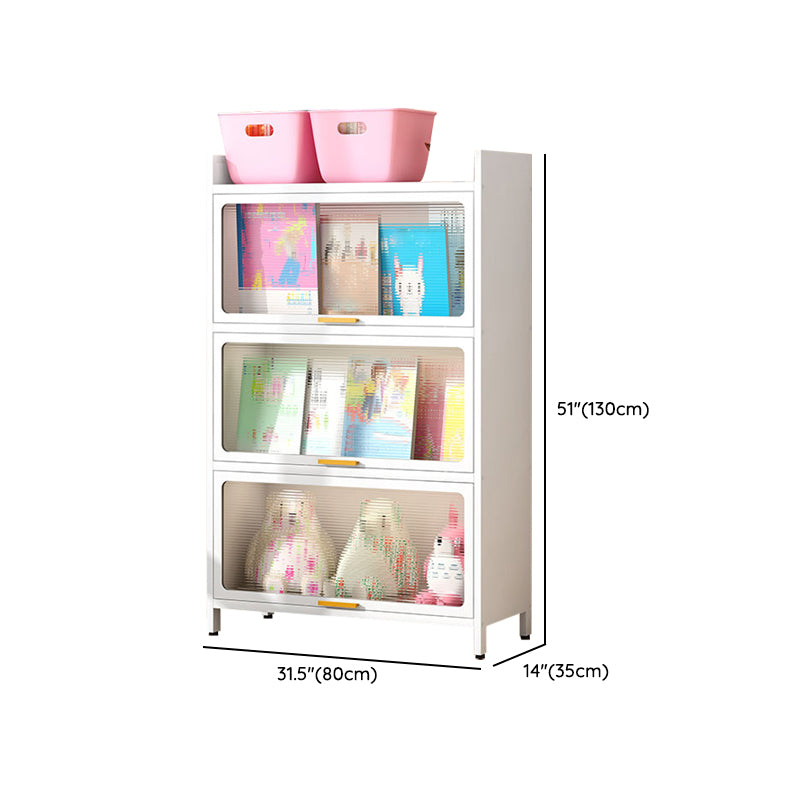 Metal Closed Back Bookcase Standard Glam Bookshelf with Cabinets