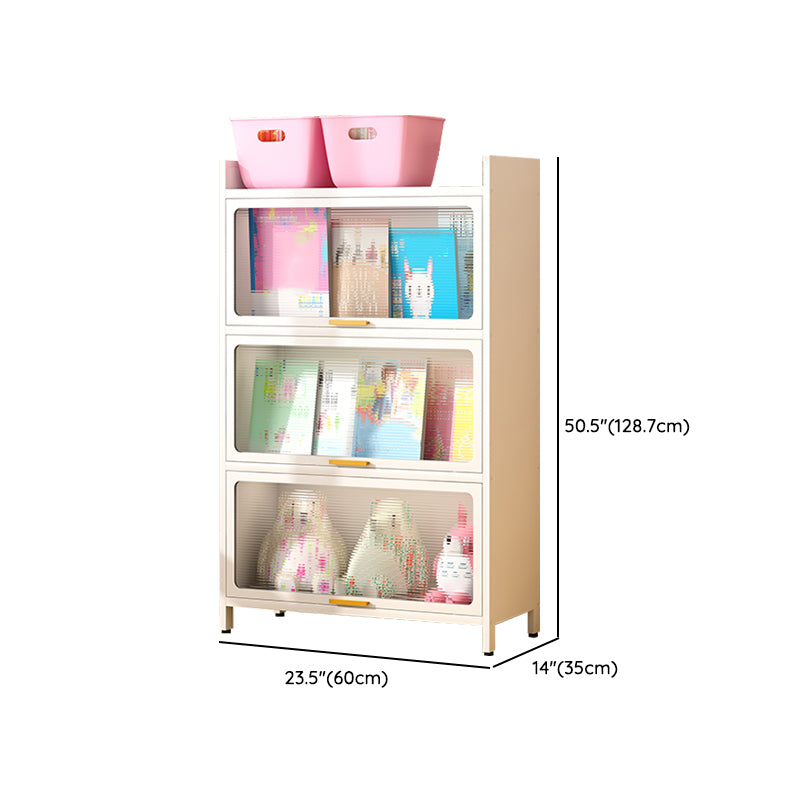 Metal Closed Back Bookcase Standard Glam Bookshelf with Cabinets