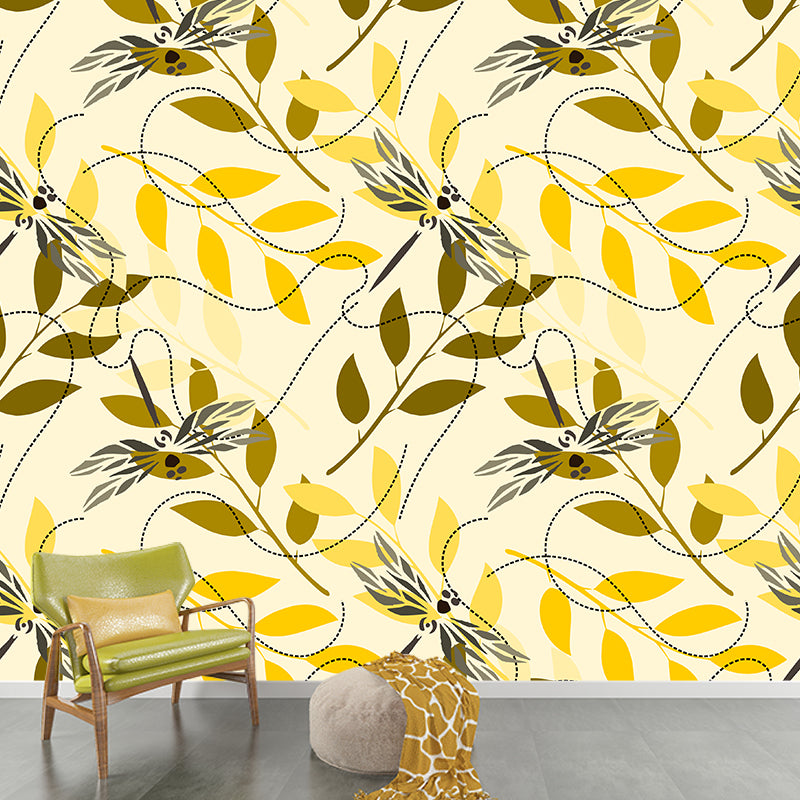 Plant Illustration Wall Mural Wallpaper Sitting Room Wall Mural