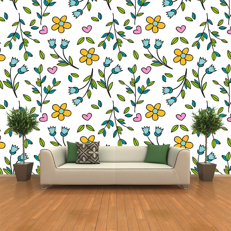Plant Illustration Wall Mural Wallpaper Sitting Room Wall Mural