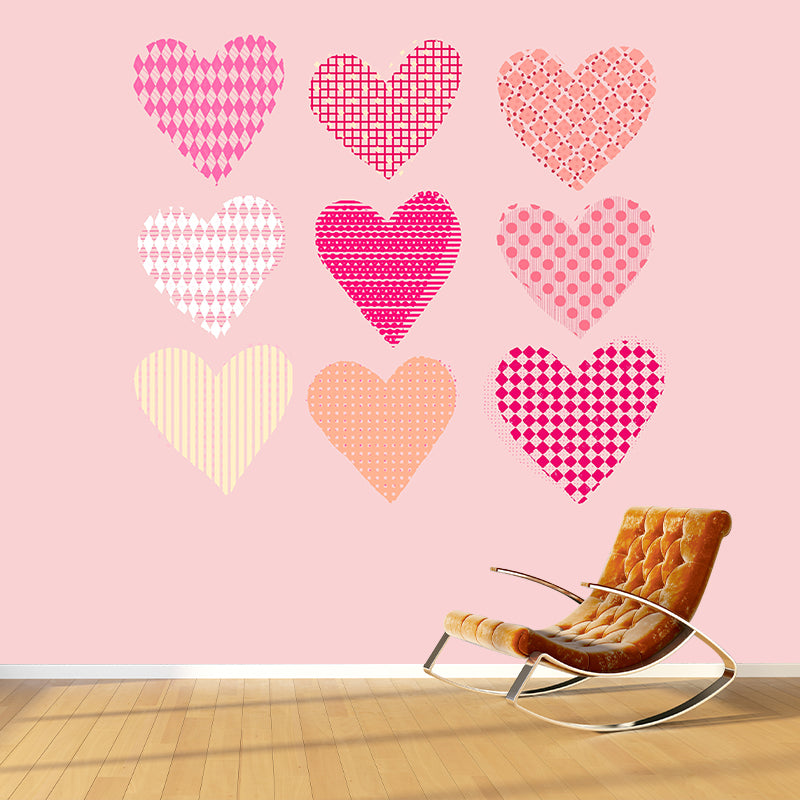Environmental Illustration Mural Wallpaper Heart Pattern Indoor Mural