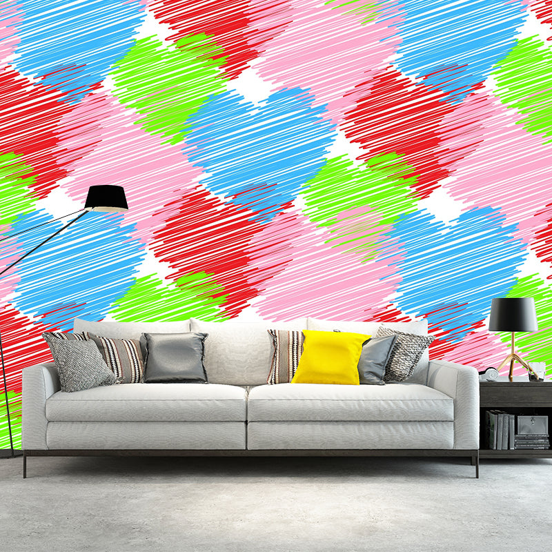 Environmental Illustration Mural Wallpaper Heart Pattern Indoor Mural