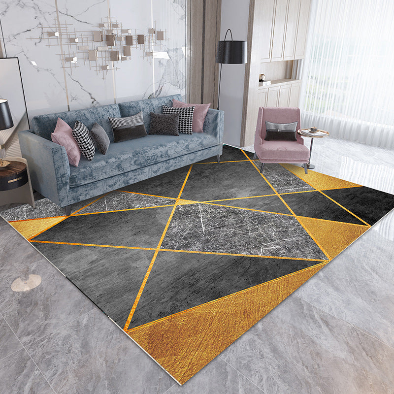 White Modern Rug Geometric Polyester Rug Washable Rug for Home Decor