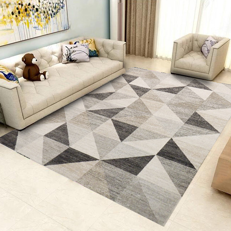 Black Modern Carpet Geometric Polyester Carpet Washable Carpet for Home Decor