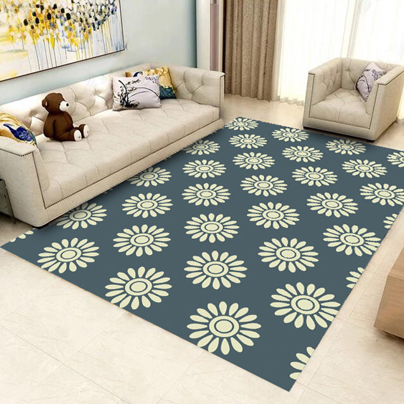 Black Modern Carpet Geometric Polyester Carpet Washable Carpet for Home Decor