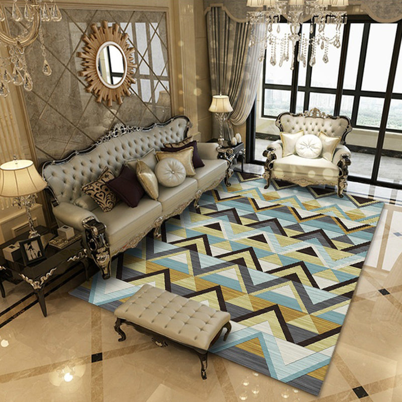 Yellow Modern Carpet Geometry Polyester Carpet Washable Area Carpet for Living Room