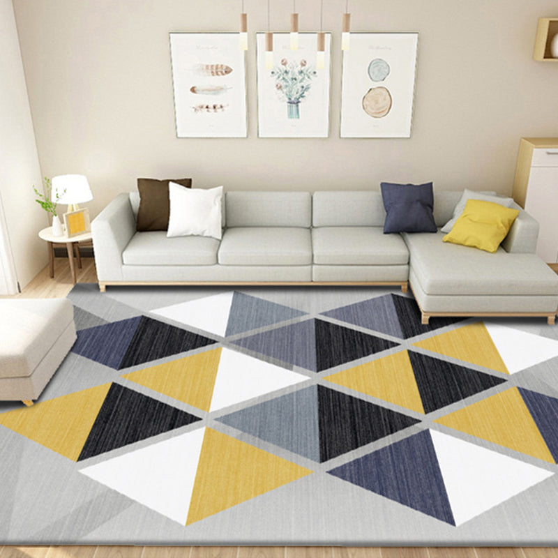 Yellow Modern Carpet Geometry Polyester Carpet Washable Area Carpet for Living Room