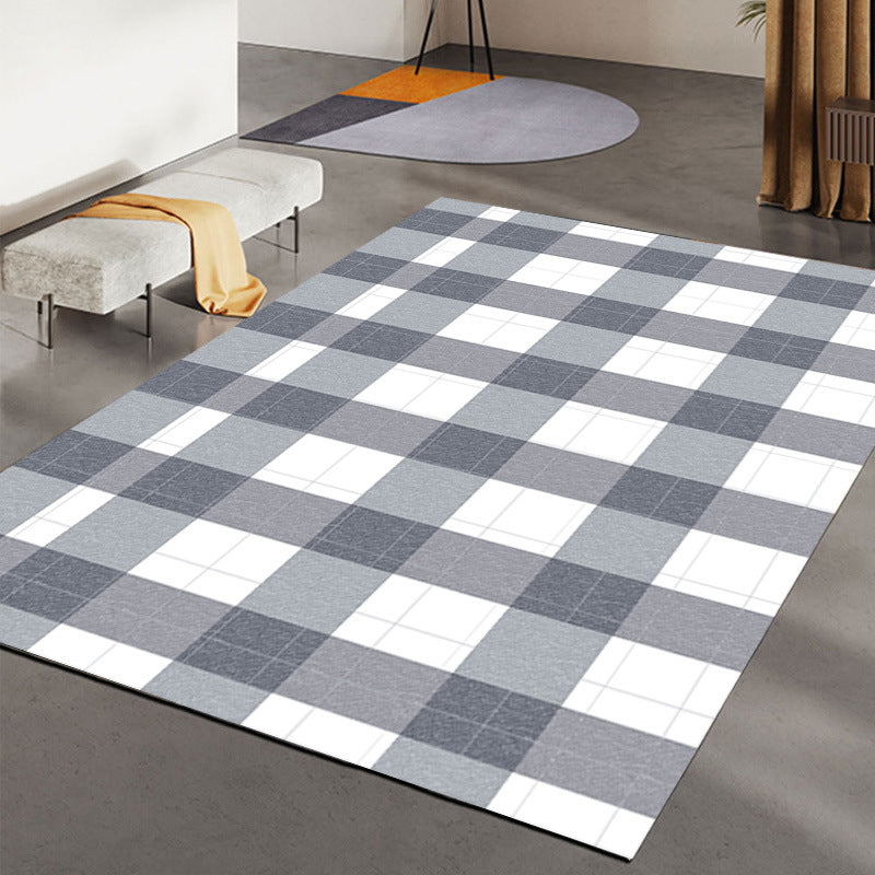 Orange Modern Carpet Check Pattern Polyester Carpet Washable Carpet for Drawing Room