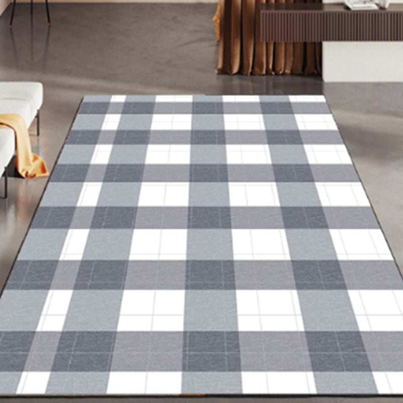 Orange Modern Carpet Check Pattern Polyester Carpet Washable Carpet for Drawing Room