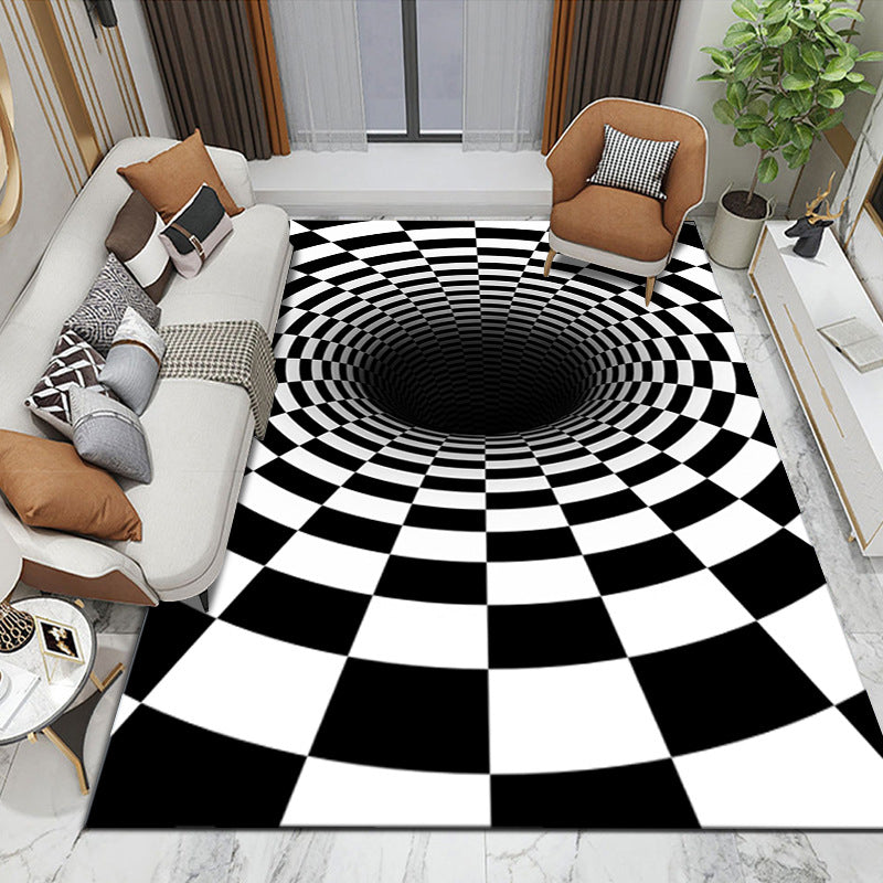 Orange Modern Rug Polyester Abstract Pattern Rug Washable Rug for Drawing Room