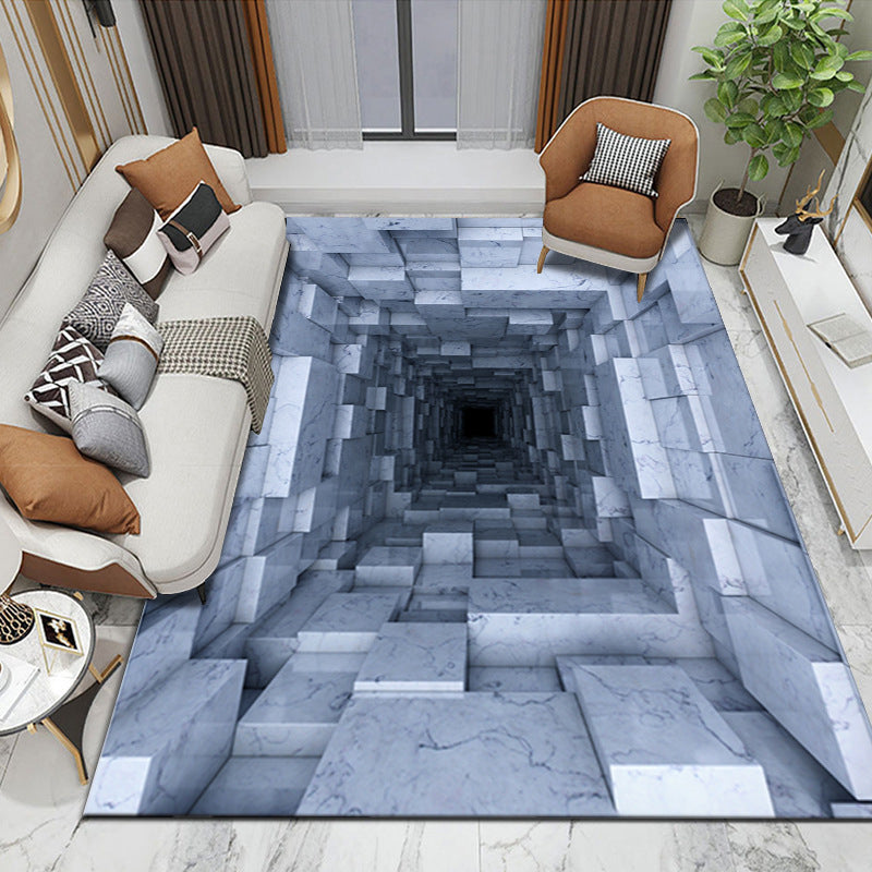 Orange Modern Rug Polyester Abstract Pattern Rug Washable Rug for Drawing Room