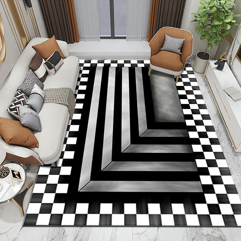 Orange Modern Rug Polyester Abstract Pattern Rug Washable Rug for Drawing Room